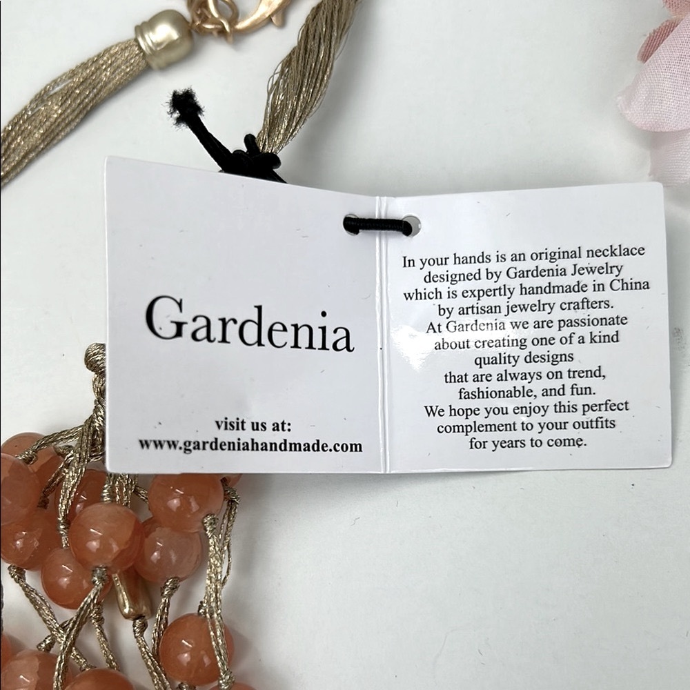 Pretty Gardenia Gold and Orange Crackle Beaded Multi Strand Necklace NWT! - Picture 5 of 13